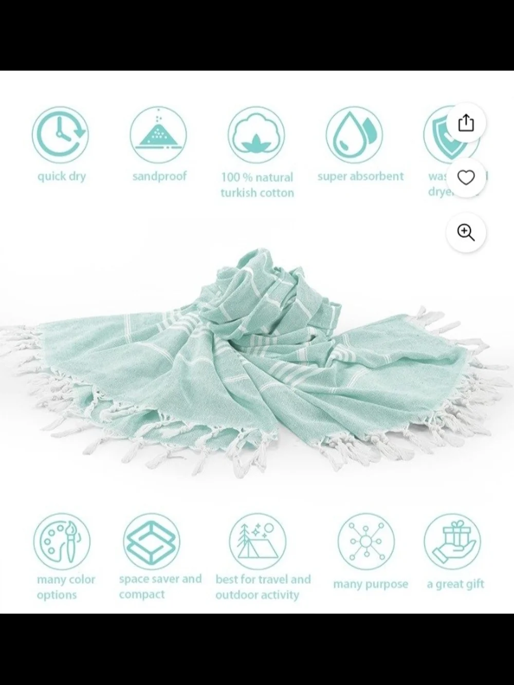 Turkish Cotton Beach Towel | Oversized Quick-Dry Travel Towel